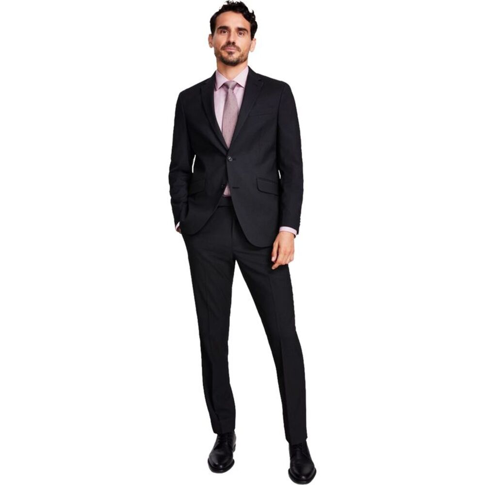 Kenneth Cole Mens Slim Fit Ready Flex Stretch Two Button Formal Suit, Black, ...